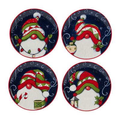 Certified International Holiday Magic Gnome 4-pc. Canape Plate