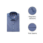 Stafford Magna Ready® Mens Spread Collar Short Sleeve Easy-on + Easy-off Sensory Friendly Adaptive Stretch Fabric Wrinkle Free Dress Shirt