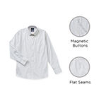 Stafford Magna Ready® Mens Spread Collar Long Sleeve Easy-on + Easy-off Sensory Friendly Adaptive Stretch Fabric Wrinkle Free Dress Shirt