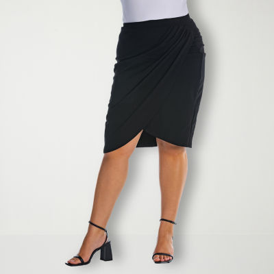 24seven Comfort Apparel Womens Mid Rise Midi Pencil Skirt-Plus