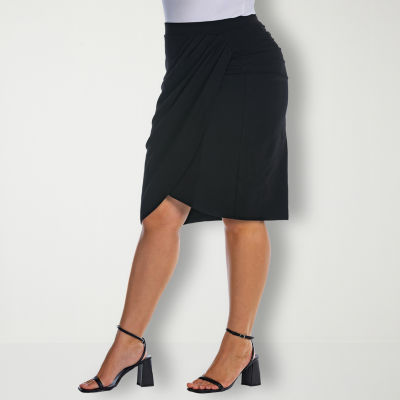 24seven Comfort Apparel Womens Mid Rise Midi Pencil Skirt-Plus