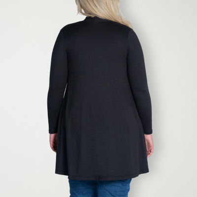 24seven Comfort Apparel Womens Long Sleeve Open Front Plus Cardigan