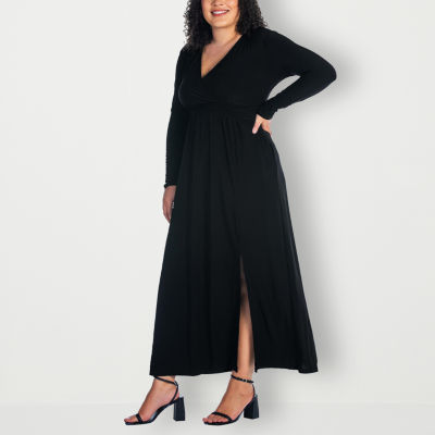24seven Comfort Apparel Womens Long Sleeve Maxi Dress Plus