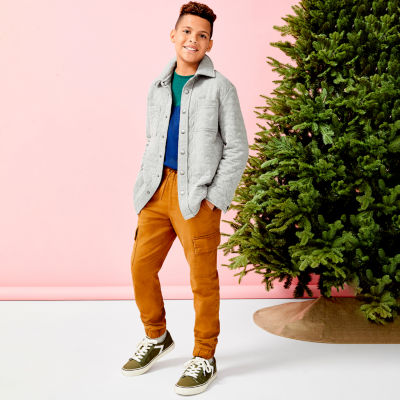 Thereabouts Little & Big Boys Pull-On Jogger Cuffed Cargo Pant