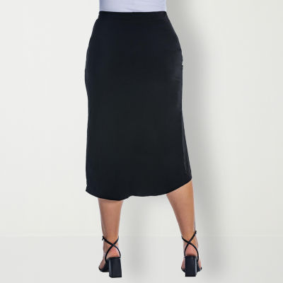 24seven Comfort Apparel Womens Mid Rise Pencil Skirt-Plus