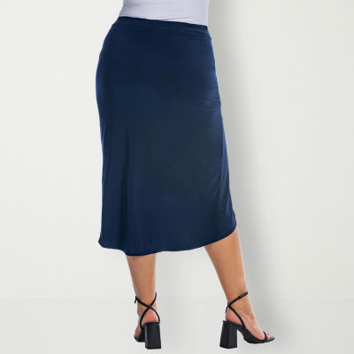 24seven Comfort Apparel Womens Plus Mid Rise Pencil Skirt