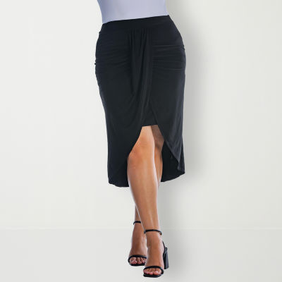 24seven Comfort Apparel Womens Mid Rise Pencil Skirt-Plus