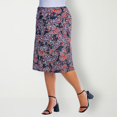 24seven Comfort Apparel Womens Mid Rise A-Line Skirt-Plus