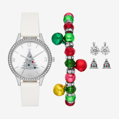 Womens Crystal Accent White 6-pc. Watch Boxed Set Fmdjps211