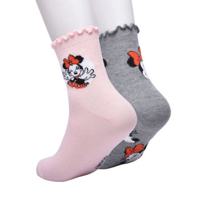Womens 2 Pair Minnie Mouse Crew Socks