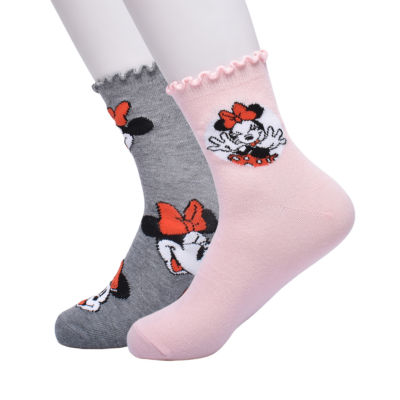 Womens 2 Pair Minnie Mouse Crew Socks