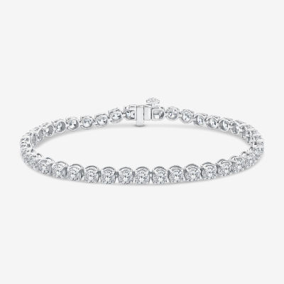 (H / Si2) Womens 10 Ct.T.W. Lab Grown White Diamond 10K White Gold 7.25 Inch Tennis Bracelet