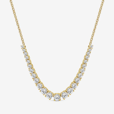(H / Si2) Womens White Diamond 10K Gold 16 Inch Tennis Necklace