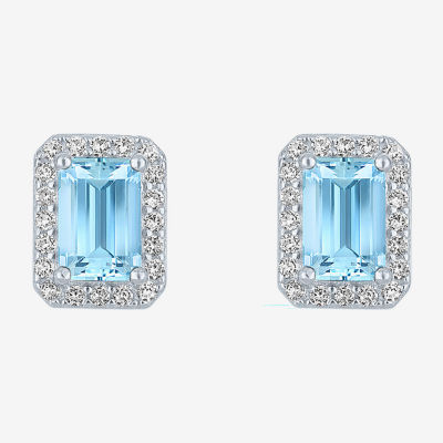 Yes, Please! Genuine Blue Topaz Sterling Silver 8mm Stud Earrings