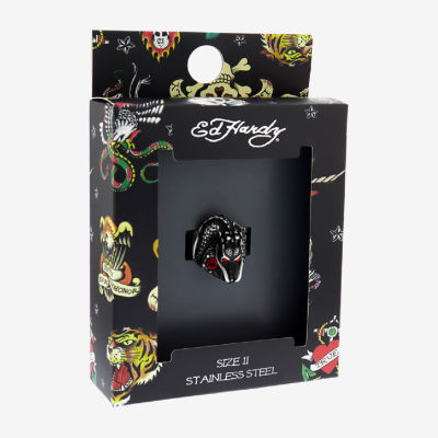 "Dragon" Mens Red Cubic Zirconia Stainless Steel Hypoallergenic Fashion Ring