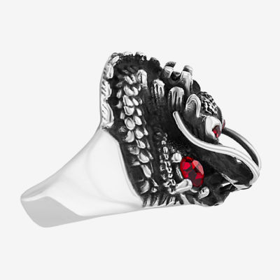 "Dragon" Mens Red Cubic Zirconia Stainless Steel Hypoallergenic Fashion Ring