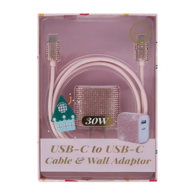 Pink Sky Sequin Bling USB-C Cell Phone Charger