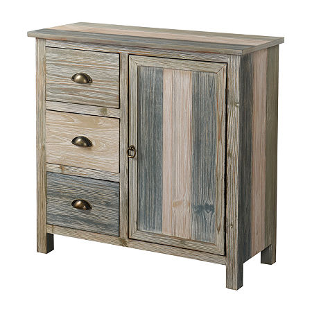 Sanibel 3 Drawer And Door Wooden Accent Cabinet, One Size, Blue