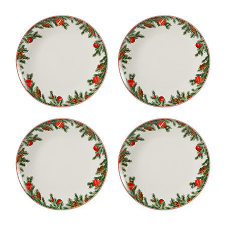 Martha Stewart Festive Bow 4-pc. Ceramic Dinner Plate, One Size, White