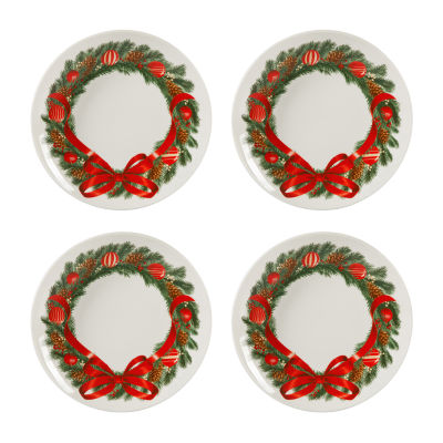 Martha Stewart Festive Bow 4-pc. Ceramic Dessert Plate