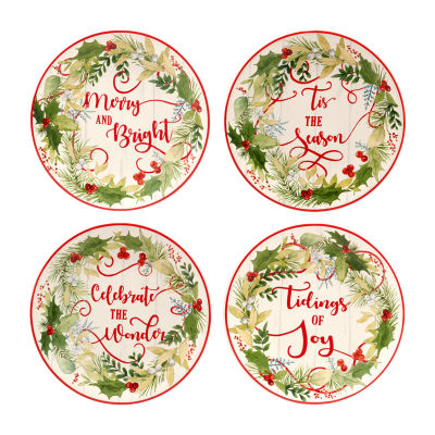 Certified International Santa'S Secret 4-pc. Earthenware Dessert Plate