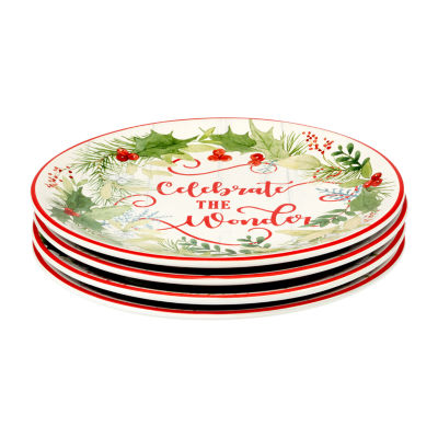 Certified International Santa'S Secret 4-pc. Earthenware Dessert Plate