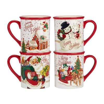 Certified International Santa Retro Christmas 4-pc. Coffee Mug