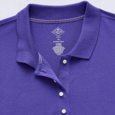 St. John's Bay Womens Plus Adaptive Short Sleeve Easy-on + Easy-off Polo Shirt