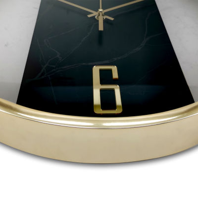 Westclox 16" Contemporary Gold And Black Marble Wall Clock