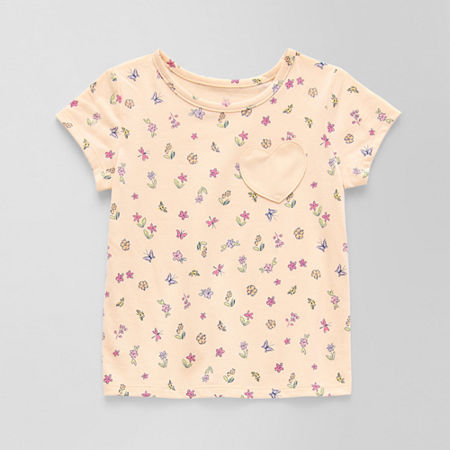 Okie Dokie Toddler & Little Girls Round Neck Short Sleeve T-Shirt, 2t, Pink