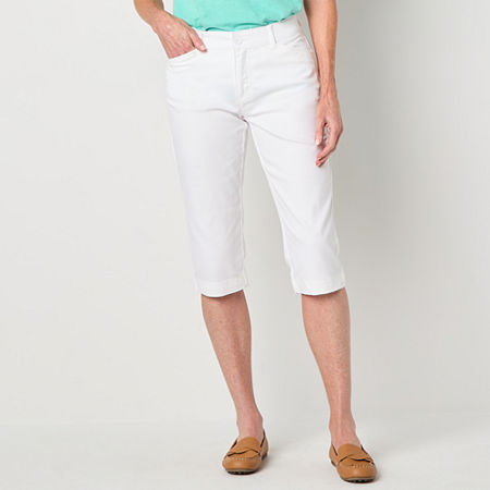 St. John's Bay Womens Mid Rise Tall Capri Pants, 6 Tall, White