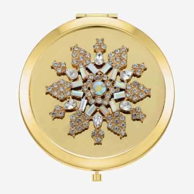 Monet Jewelry Gold Tone Clear Gold Tone Snowflake Compact Mirror