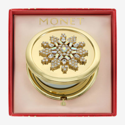 Monet Jewelry Gold Tone Clear Gold Tone Snowflake Compact Mirror