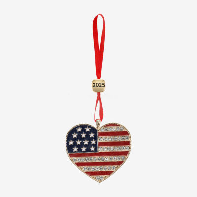Monet Jewelry Gold Tone American Flag Christmas Ornament