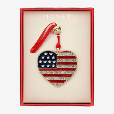 Monet Jewelry Gold Tone American Flag Christmas Ornament