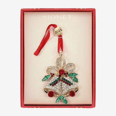 Monet Jewelry Gold Tone Holly Christmas Ornament