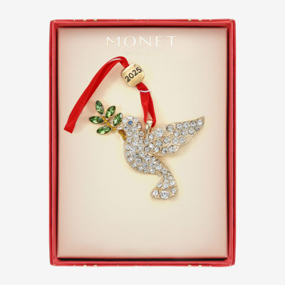 Monet Jewelry Gold Tone White Dove Christmas Ornament