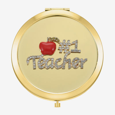 Monet Jewelry Gold Tone Teacher Red Apple Gold Tone Compact Mirror