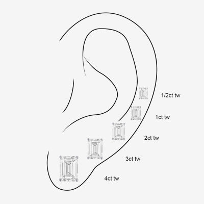 ( /E-F/Si1-Si2 ) 3 CT. T.W. Lab-GrownDiamond 14K Gold 8.1mm Emerald Stud Earrings