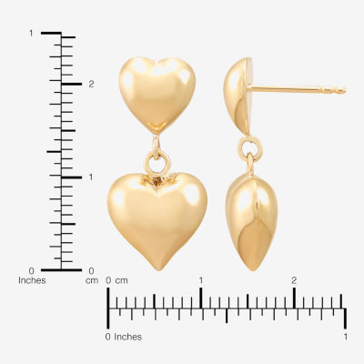 Gold Addiction Womens 10K Gold Heart Drop Earrings