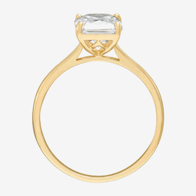 Womens White Cubic Zirconia 10K Gold Solitaire Cocktail Ring
