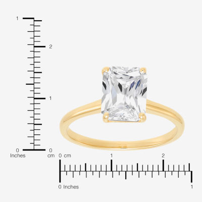 Womens White Cubic Zirconia 10K Gold Solitaire Cocktail Ring