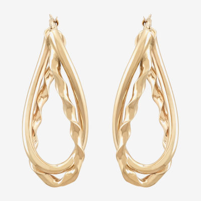 Made in Italy Womens 14K Gold Hoop Earrings