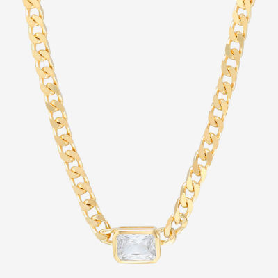 Silver Addiction Womens 14K Gold Over Silver 18 Inch Curb Chain Necklace