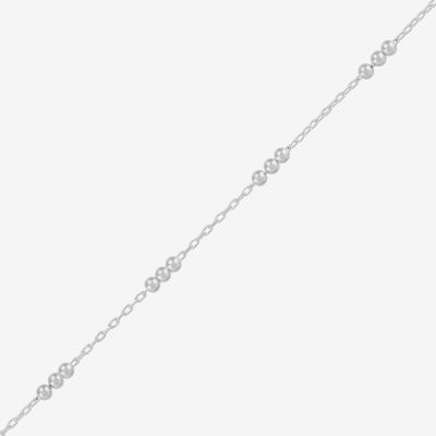 Made in Italy Womens Sterling Silver 9 Inch Solid Cable Heart Chain Bracelet