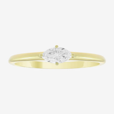 (H-I, Si1) Womens 1/5 CT. Lab Grown Yellow Diamond 14K Gold Over Silver Marquise Solitaire Cocktail Ring