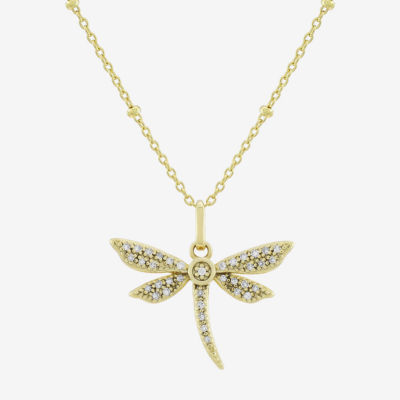 (H-I / Si1) Womens 1/10 CT. T.W. Lab Grown White Diamond 14K Gold Over Silver 18 Inch Pendant Necklace