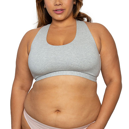 Curvy Couture Cotton Comfort 2 Pack Bralette -1353, Medium, Purple