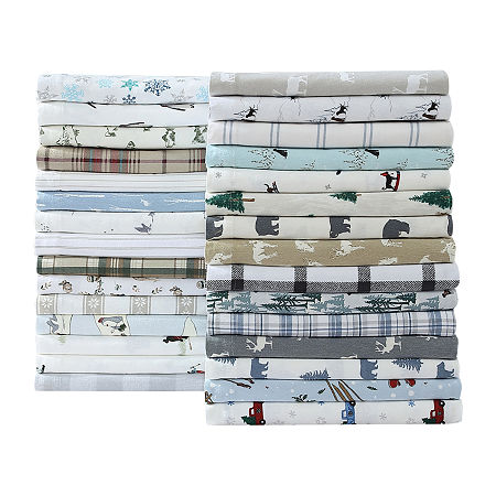 Eddie Bauer Cotton Flannel Sheet Set, One Size, Blue