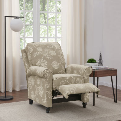 ProLounger Hewitt Transitional Roll-Arm Push Back Recliner in Floral Fabric